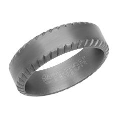 TRITON Tantalum Milgrain Finish Bevel Edge Comfort Fit Wedding Band 7mm