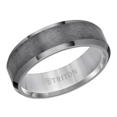 TRITON Tantalum Vertical Satin Finish Bevel Edge Comfort Fit Wedding Band 7mm