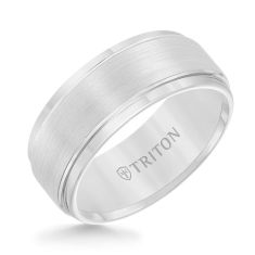 TRITON White Tungsten Carbide Comfort Fit Wedding Band 9mm
