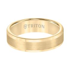 TRITON Yellow Tungsten Carbide Comfort Fit Flat Wedding Band 6mm