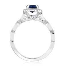 Blue Sapphire and Diamond Vintage-Inspired Engagement Ring 1/4ctw