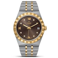 TUDOR Royal Chocolate Brown Diamond-Set Dial Stainless Steel Watch | 34mm | M28403-0009