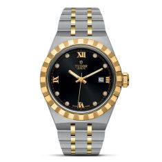 TUDOR Royal Diamond-Set Black Dial Stainless Steel and Yellow Gold Watch | 28mm | M28303-0005