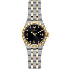 TUDOR Royal Diamond-Set Black Dial Stainless Steel and Yellow Gold Watch | 28mm | M28303-0005
