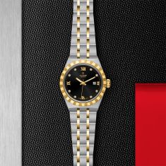 TUDOR Royal Diamond-Set Black Dial Stainless Steel and Yellow Gold Watch | 28mm | M28303-0005