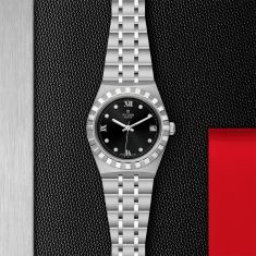 TUDOR Royal Diamond-Set Black Dial Stainless Steel Watch | 34mm | M28400-0004