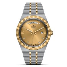 TUDOR Royal Chocolate Brown Day Date Dial Stainless Steel Watch 41mm -  M28603-0007 | REEDS Jewelers