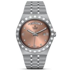 TUDOR Royal Salmon Day Date Diamond-Set Dial Stainless Steel Watch | 41mm | M28600-0011