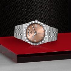 TUDOR Royal Salmon Day Date Diamond-Set Dial Stainless Steel Watch | 41mm | M28600-0011
