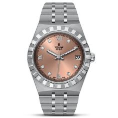 TUDOR Royal Salmon Diamond-Set Dial Stainless Steel Watch 34mm - M28400-0011