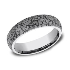 image of Tungsten Kaleidoscope Textured Comfort Fit Band 6mm with sku:397658FCTG