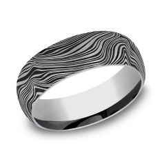 image of Tungsten Marble Damascus Pattern Comfort Fit Band 8mm with sku:489858FCTG