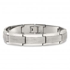 Tungsten Satin and Polished Rectangular Link Bracelet | 12.5mm | 8.5 Inches | Men's
