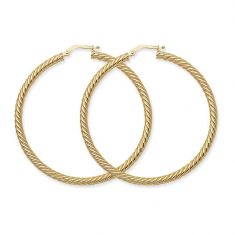 Twisted Rope Yellow Gold Hoop Earrings | 50mm
