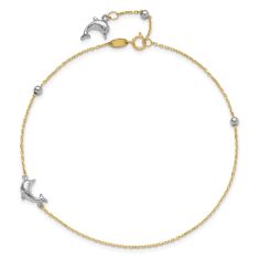 Two-Tone Gold Dolphin Anklet