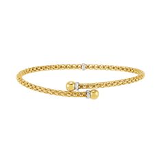 Two-Tone Gold Hollow Diamond-Cut Flex Bangle Bracelet