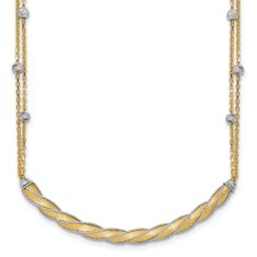 Two-Tone Gold Hollow Twist Curved Bar Necklace