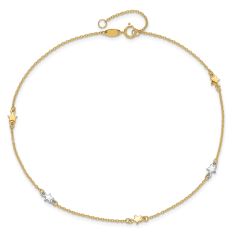 Two-Tone Gold Polished Star Station Anklet