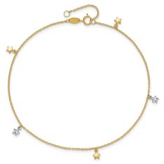 Two-Tone Gold Polished Star Station Anklet