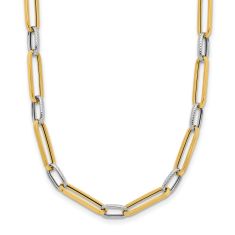 Two-Tone Hollow Open Link Chain Necklace | 3.86mm | 17.5 Inches