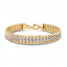 Two-Tone Pav Fancy S-Link Chain Bracelet | 8.7mm | 8.5 Inches