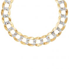 Men's Two-Tone Solid Pavé Curb Chain Necklace | 11.25mm
