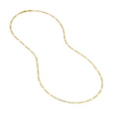 Two-Tone Solid Pavé Figaro Chain Necklace | 3.2mm