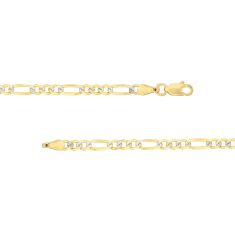 Two-Tone Solid Pavé Figaro Chain Necklace | 3.2mm