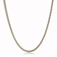 Two-Tone Stainless Steel Square Wheat Chain Necklace | 4mm | 24 Inches