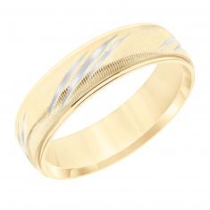 Two-Tone Engraved Swiss Cut Comfort Fit Band | 6mm | REEDS Priority