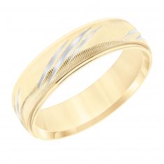 Two-Tone Engraved Swiss Cut Comfort Fit Band | 6mm