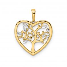 Two-Tone Tree of Life Heart Pendant