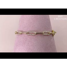 Shy Creation Yellow Gold Diamond Link Bracelet 3/4ctw