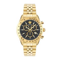 Versace Chrono Master Black Dial Gold-Tone Stainless Steel Bracelet Watch 44mm - VE8R00624