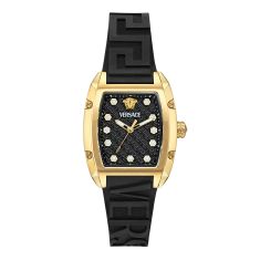 Versace Dominus Black Dial and Black Silicon Strap Watch 36mm - VE8K00624