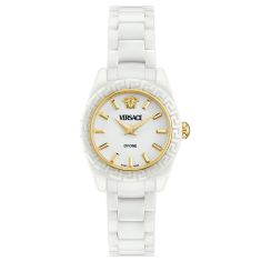 Versace DV One Mini White Enamel Dial White Ceramic Bracelet Watch 28mm - VE9F00224