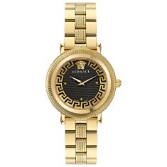 Versace Greca Flourish Black Dial Gold Stainless Steel Bracelet Watch | 35mm | VE7F00623