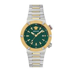 Versace Greca Logo Divers Green Dial Two-Tone Stainless Steel Bracelet Watch 43mm - VE8G00524