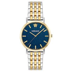 Versace Greca Slim Blue Dial Two-Tone Stainless Steel Bracelet Watch 40mm - VE8Q00424