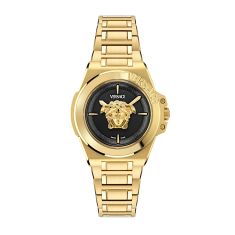 Versace Hera Black Dial Gold-Tone Stainless Steel Bracelet Watch 37mm - VE8D00624