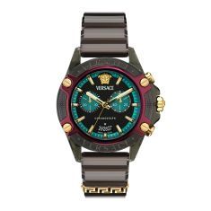 Versace Icon Active Black Dial and Black Silicone Strap Watch 44mm - VE8P00224