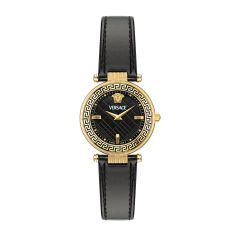 Versace Reve Black Dial and Black Leather Strap Watch 35mm - VE8B00224