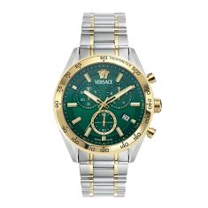 Versace V-Code Chrono Green Dial Two-Tone Stainless Steel Bracelet Watch 41mm - VE0CA0324