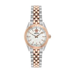 Versace V-Code Silver Dial Two-Tone Rose Gold-Tone Stainless Steel Bracelet 36mm - VE8I00624