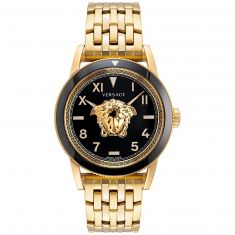 Versace Medusa Alchemy Black Dial and Ion-Plated Yellow Gold Bracelet Watch  | 38mm | VE6F00523 | REEDS Jewelers