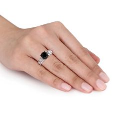 Vintage-Inspired Treated Black Diamond and Diamond Engagement Ring 3ctw