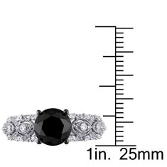 Vintage-Inspired Treated Black Diamond and Diamond Engagement Ring 3ctw