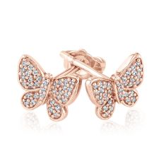 1/5ctw Diamond Butterfly Rose Gold Stud Earrings