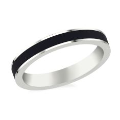 White Gold and Black Ceramic Inlay Wedding Band | 3mm