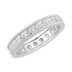 image of White Gold Channel Set Milgrain Round Diamond Eternity Band 2ctw with sku:JM1764-WG